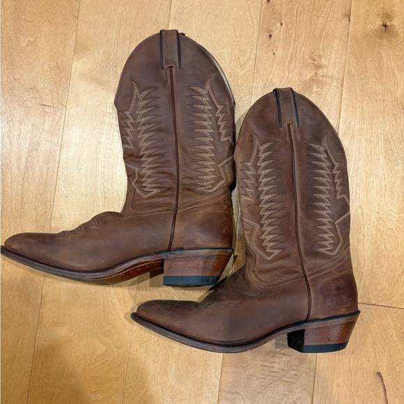 Boulet 1828 men’s leather western cowboy boots thunderbird wing 9.5 brown - Picture 1 of 6